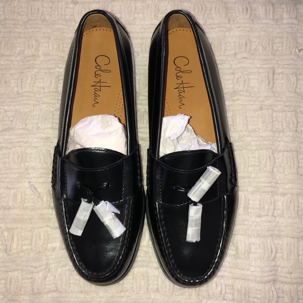 black cole haan tassel dress shoes